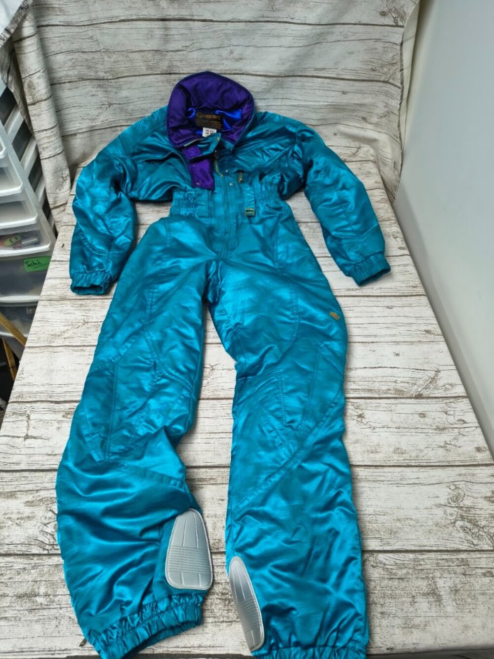 Vintage Descente Teal and Purple Monosuit Snow Suit Women Size 10